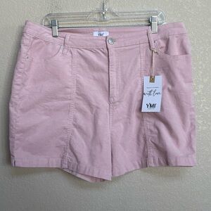 NWT YMI Pink Corduroy High Rise Shorts Women’s Size 19/34 Spring Summer Plus